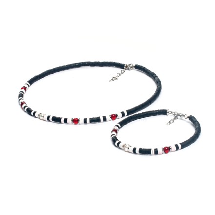 Комплект:колье и браслет &quot;BlackWhite&quot; с янтарем и жемчугом купить