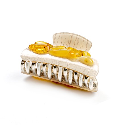 Заколка - краб бел. с янтарем купить