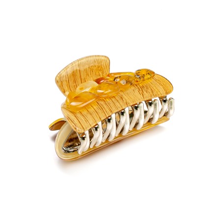 Заколка - краб жёлт. с Янтарем купить