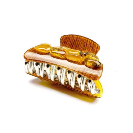 Заколка - краб корич.  с Янтарем купить