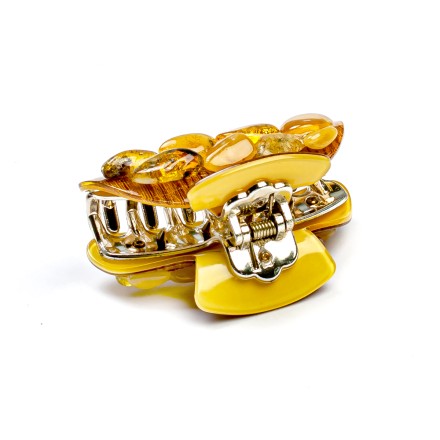 Заколка - краб корич.  с Янтарем купить