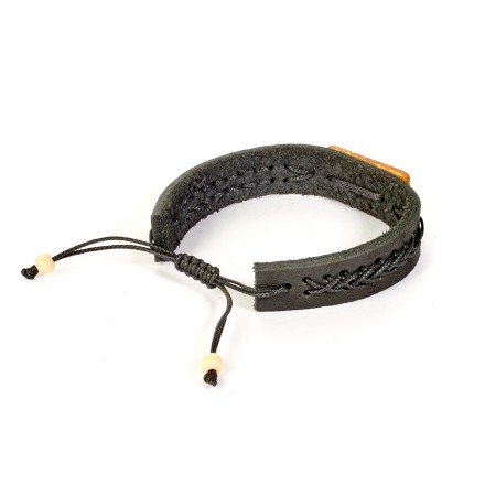 Браслет &quot;Пластина&quot; из Янтаря на кожаном ремешке (в ассортименте) купить