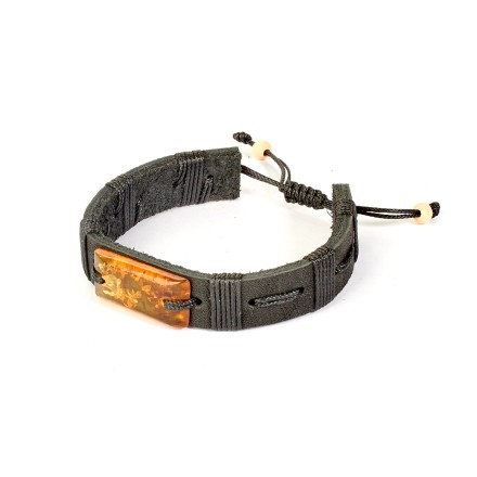 Браслет &quot;Пластина&quot; из Янтаря на кожаном ремешке (в ассортименте) купить