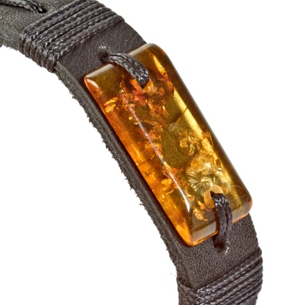 Браслет &quot;Пластина&quot; из Янтаря на кожаном ремешке (в ассортименте) купить