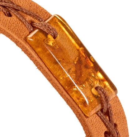 Браслет &quot;Пластина&quot; из Янтаря на кожаном ремешке (в ассортименте) купить