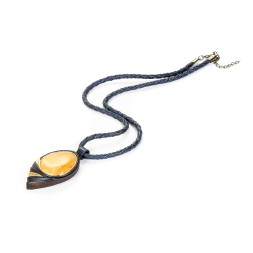 Колье &quot;Дуэт&quot; из Янтаря и нат кожи