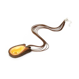 Колье &quot;Дуэт&quot; из Янтаря и нат кожи