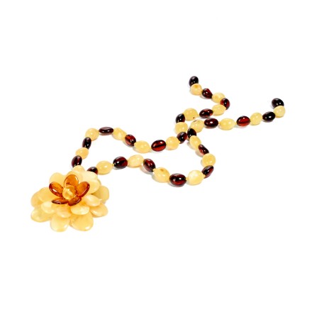 Бусы с кулоном &quot;Хризантема &quot; из Янтаря купить