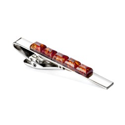 Зажим Посеребрение, янтарь