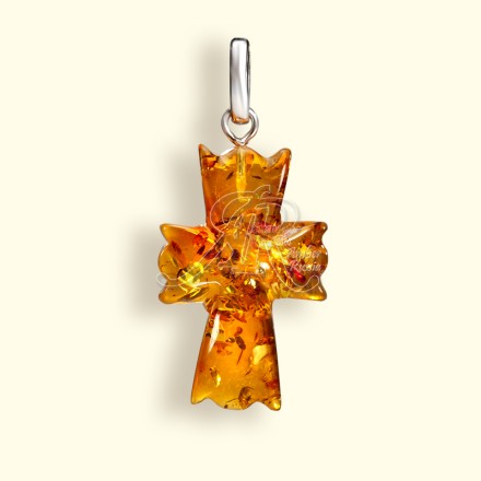 Подвеска &quot;Крестик&quot; из Янтаря Посеребрение купить