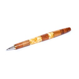Ручка Подарочная, синие чернила, Дерево/янтарь
