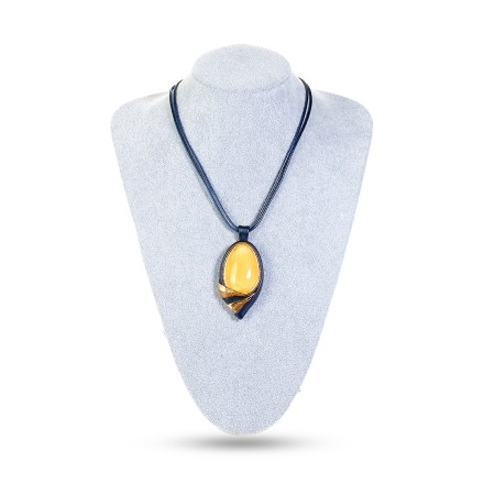 Колье &quot;Дуэт&quot; из Янтаря и нат кожи купить
