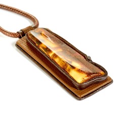 Колье &quot;Дуэт&quot; из Янтаря и нат кожи