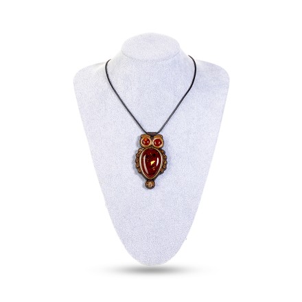 Колье &quot;Дуэт&quot; из Янтаря и нат кожи купить